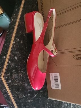 Red Patent Slingback Mary Jane Heels